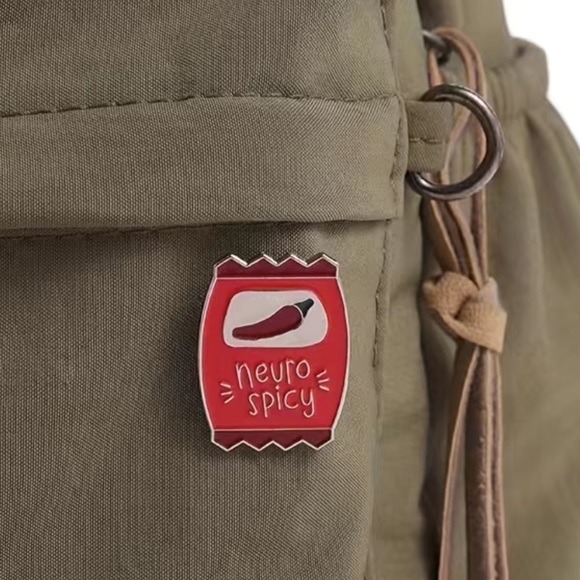 3/$25 “Neuro Spicy” Hit Sauce Packet Pin Badge Brooch UNISEX Hot Pepper - Picture 4 of 10